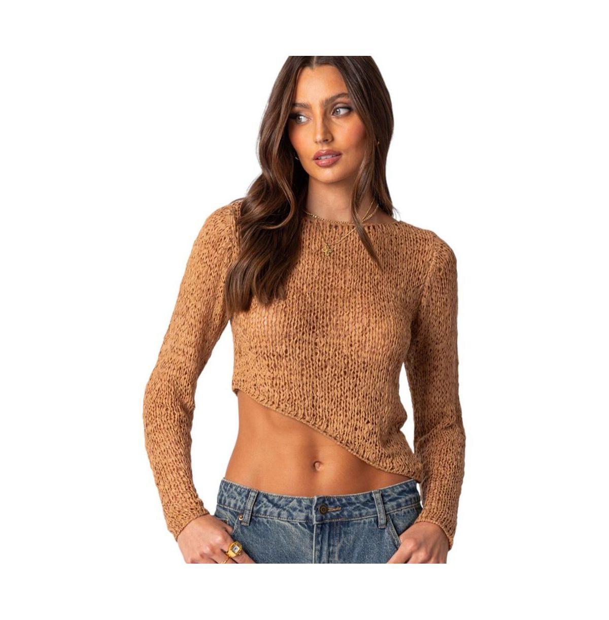 EDIKTED Open Stitch Asymmetric Sweater Product Image