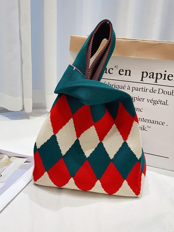 Urban Rhombic Contrast Color Bags Accessories Handbags Product Image