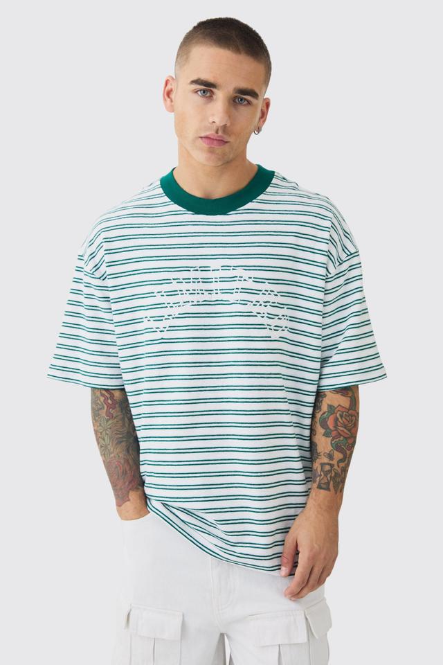 Oversized Limited Ribbed Striped T-shirt | boohooMAN USA Product Image