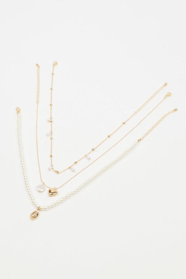 Set of 3 Pearl & Charm Necklace Product Image