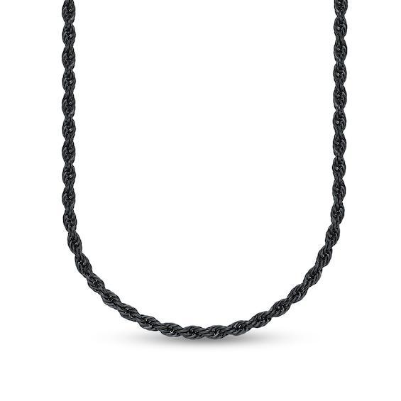 Men's 6.0mm Rope Chain Necklace in Solid Stainless Steel with Black IP - 22" Product Image