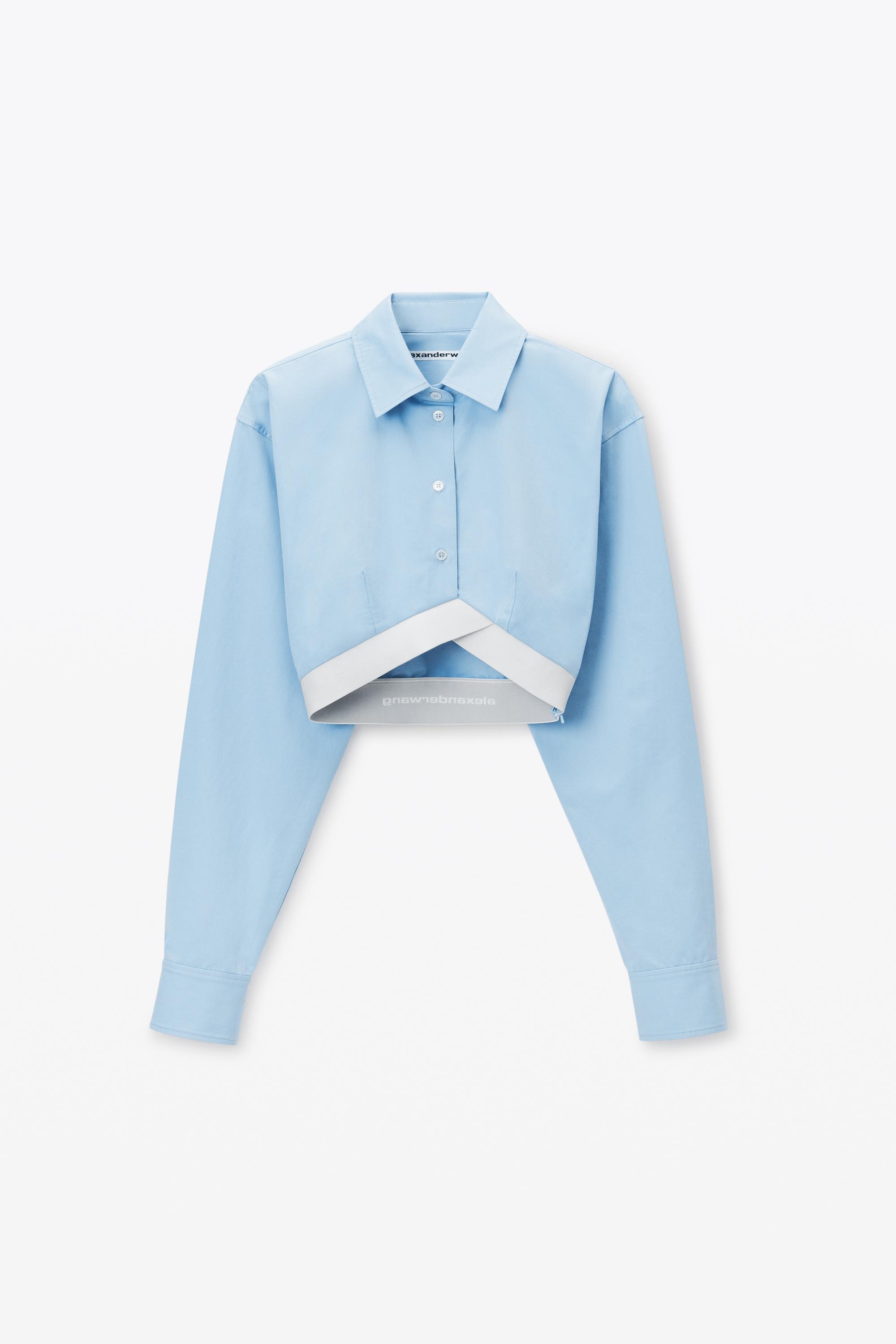 Cropped Shirt In Organic Cotton With Logo Elastic Product Image