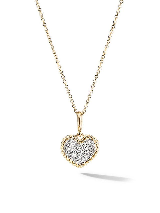 Womens Cable Collectibles Pav Plate Heart Necklace in 18K Yellow Gold with Diamonds Product Image