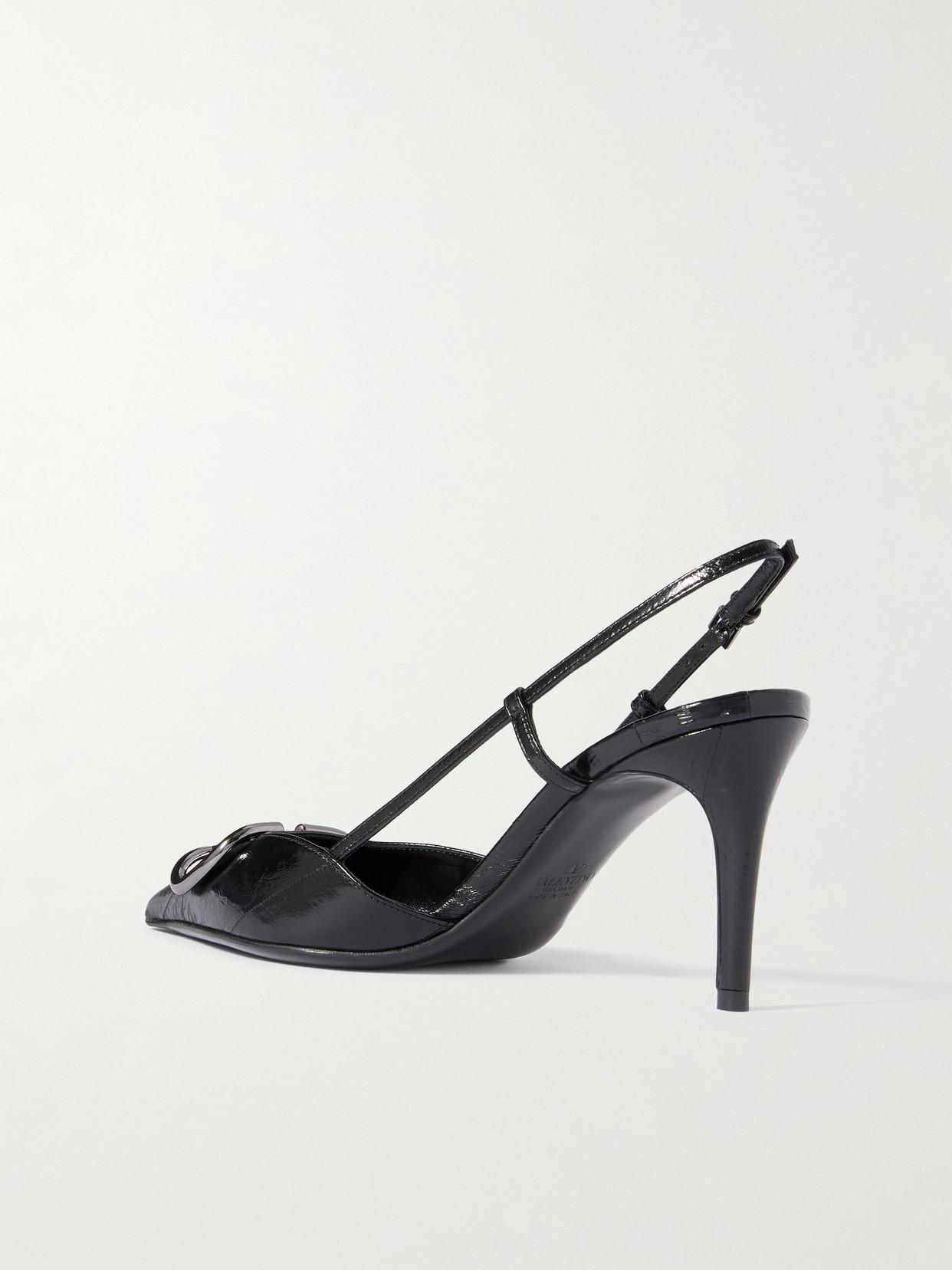 VALENTINO GARAVANI 80 Vlogo Patent Leather Slingback Pumps In Black Product Image