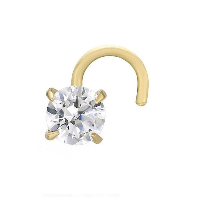 Lila Moon 14k Gold 3 mm Cubic Zirconia Curved Nose Stud, Womens, White Product Image