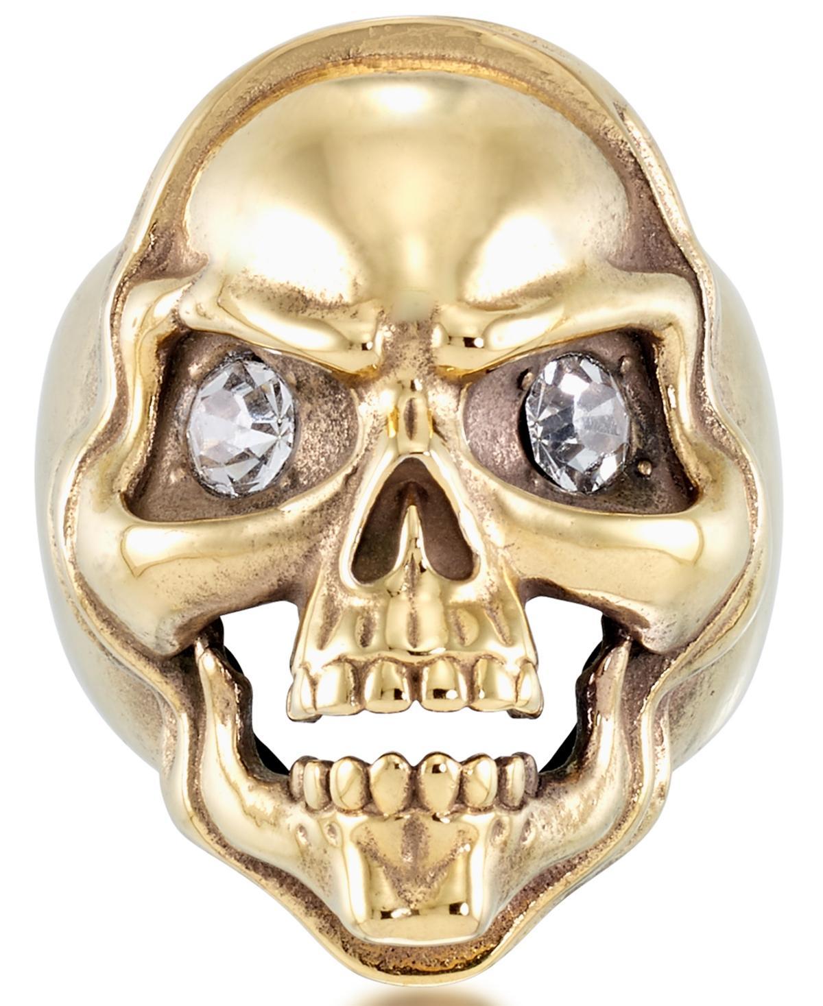 Andrew Charles by Andy Hilfiger Mens Cubic Zirconia Skull Ring in Yellow Ion-Plated Stainless Steel Product Image