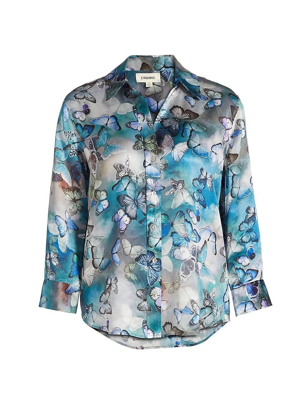 Multi-Cloud Butterfly Dani Silk Blouse Product Image