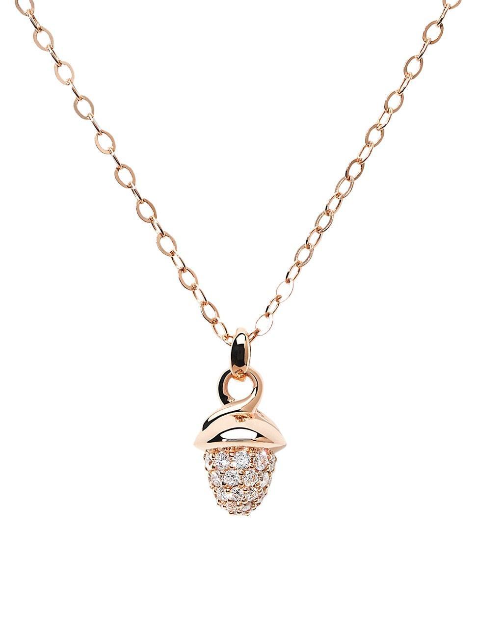 Womens Mikado 18K Rose Gold & Diamond Pav Acorn Pendant Necklace Product Image