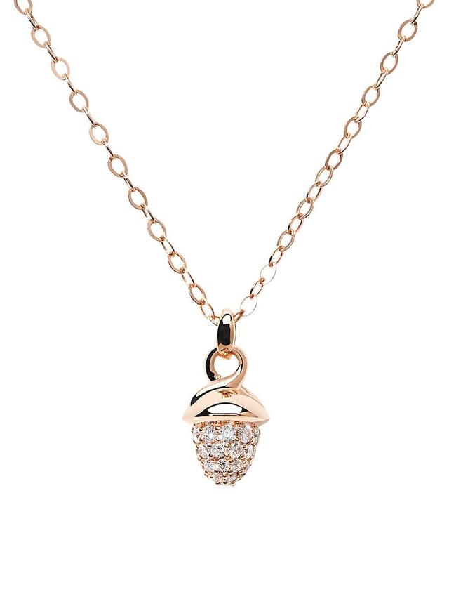 Womens Mikado 18K Rose Gold & Diamond Pav Acorn Pendant Necklace Product Image