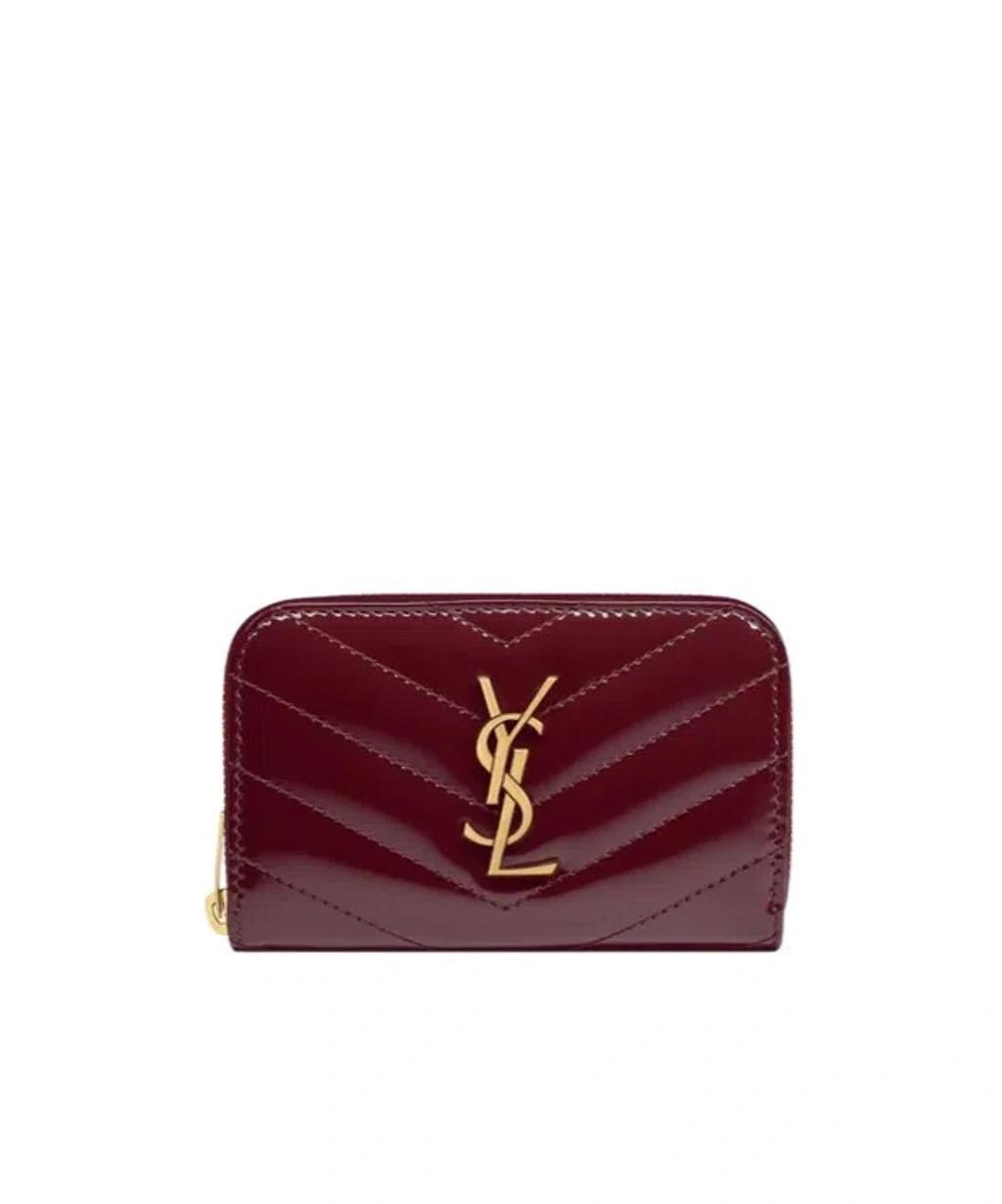 SAINT LAURENT Logo Wallet In Dkredwine Product Image