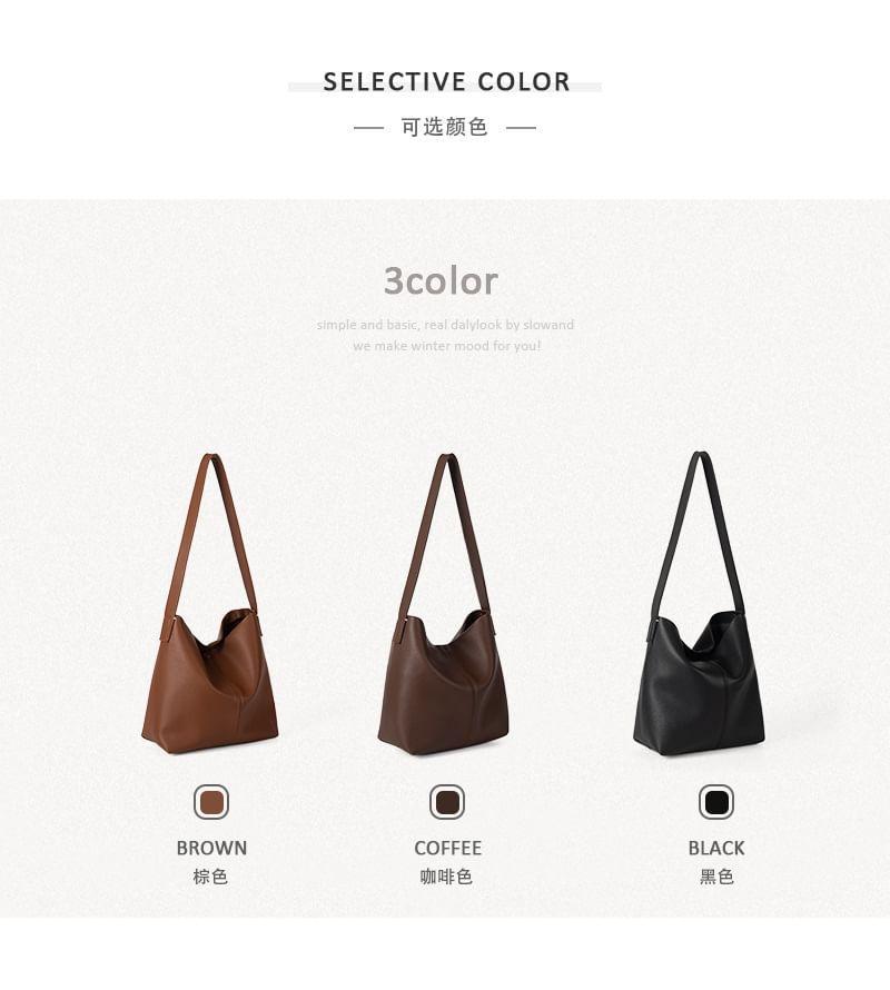 Plain Faux Leather Tote Bag Product Image