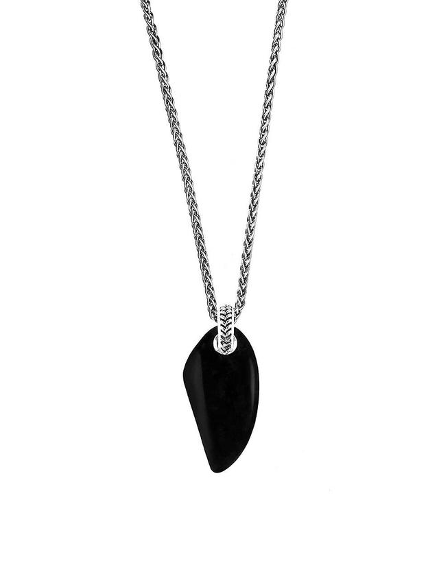 Mens Black Onyx & Sterling Silver Pendant Necklace - Black Product Image