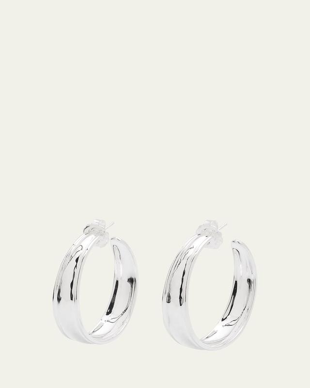 Womens Goddess #3 Sterling Silver Tapered Hoop Earrings Product Image