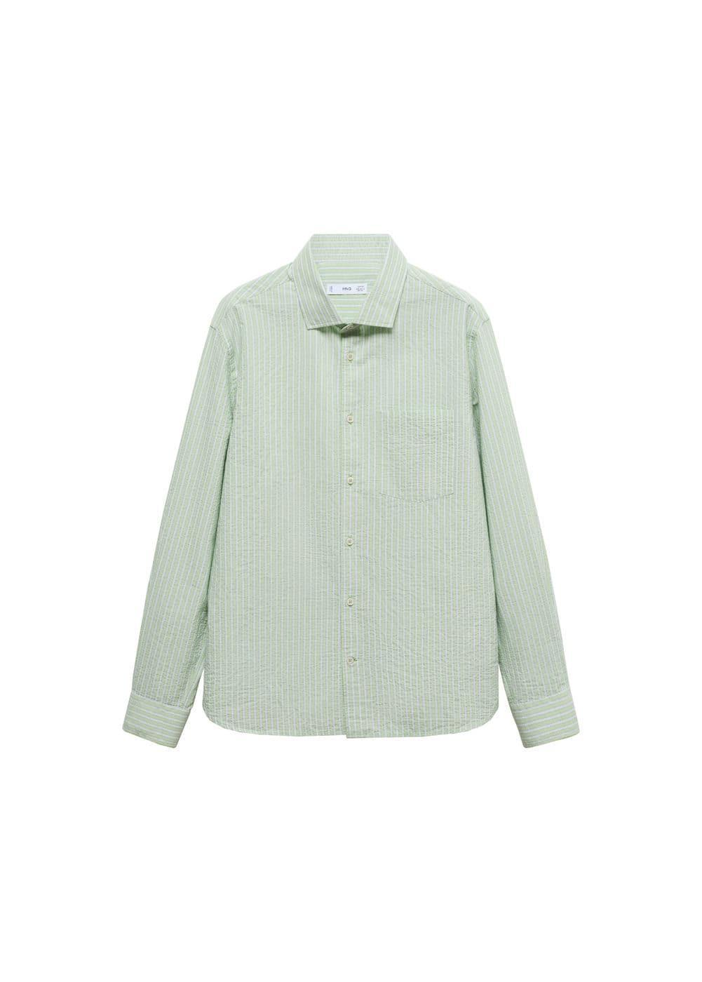 MANGO MAN - Classic-fit printed cotton shirt pastel greenMen Product Image