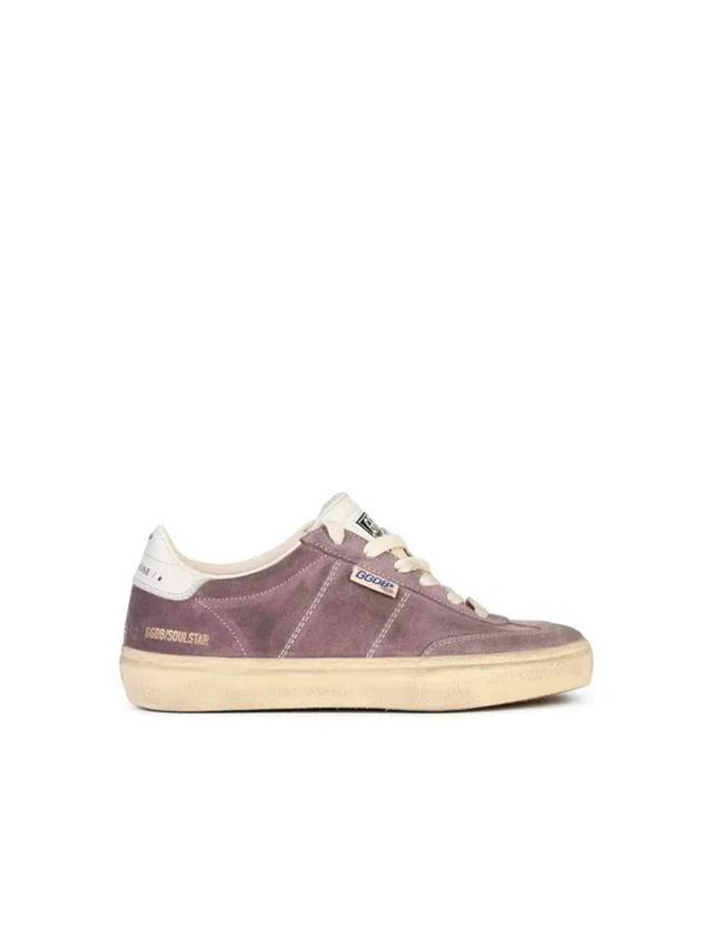 Low Suede Lace-up Sneakers In Purple Product Image