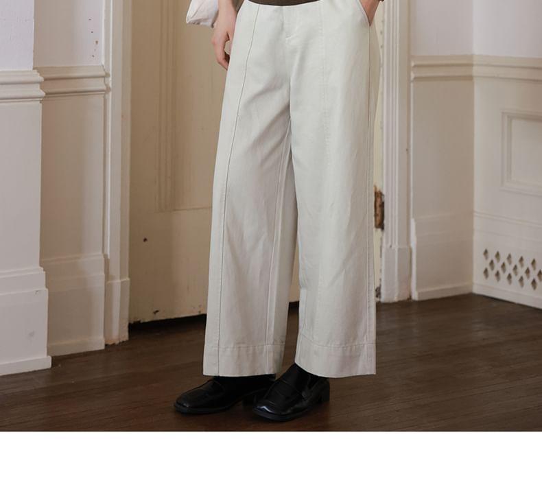 Mid Rise Plain Cropped Wide Leg Pants Product Image