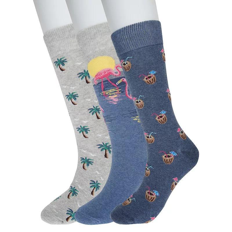 Mens Sonoma Goods For Life 3-pack Mixed Novelty Socks Tropic Paradise Blue Product Image