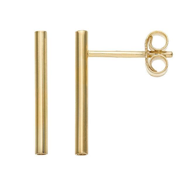 Au Naturale 14k Gold 15 mm Tube Stud Earrings, Womens Product Image