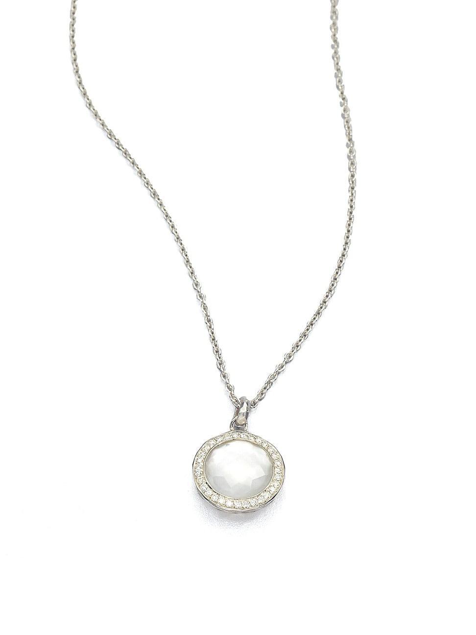 Ippolita Mini Pendant Necklace in Sterling Silver with Diamonds - MOTHER OF PEARL Product Image