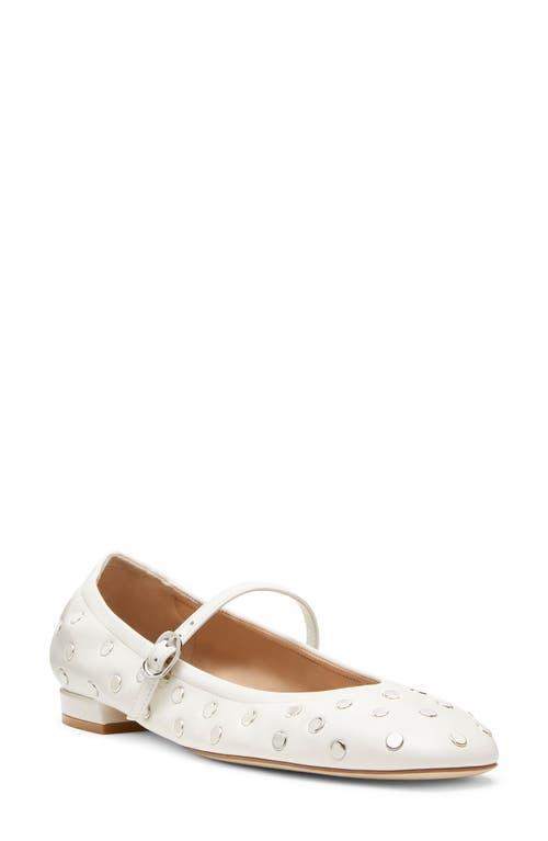 Claris Studded Leather Mary Jane Flats In Cream Product Image