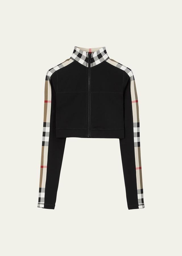 burberry Cynthia Crop Check Panel Front Zip Top Product Image