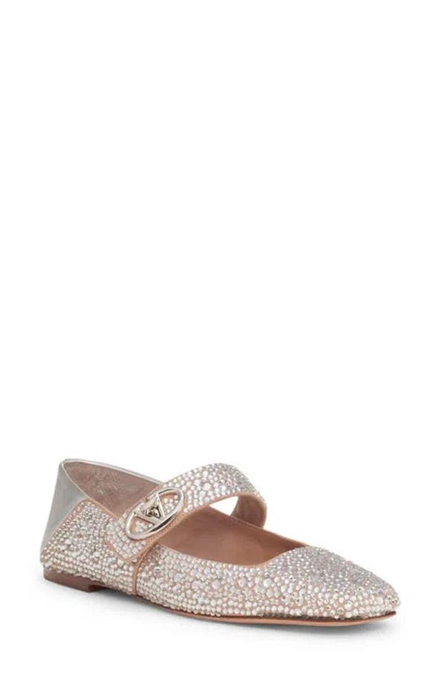 VALENTINO GARAVANI Vlogo Locker Mary Jane Flat In Crystal/silver Product Image