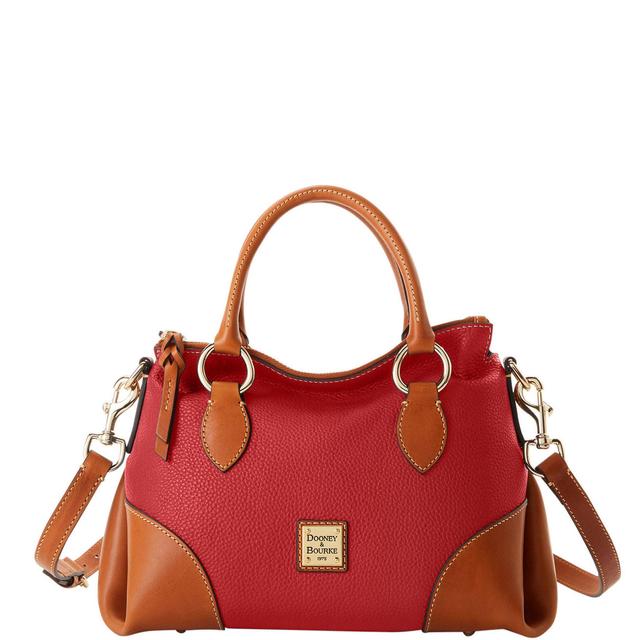 Dooney & Bourke Womens Pebble with Florentine Trim Leather Satchel 30 Bag in Red Product Image