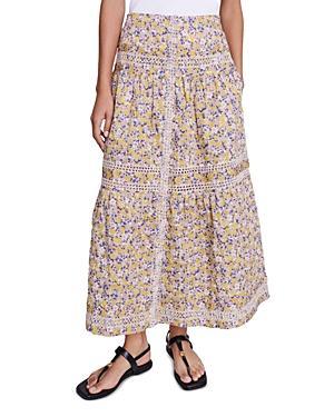 Womens Long Floral Embroidered Skirt Product Image