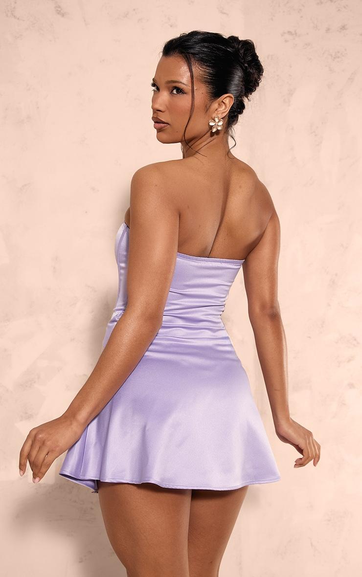 Lilac Satin Corset Bandeau Shift Dress Product Image