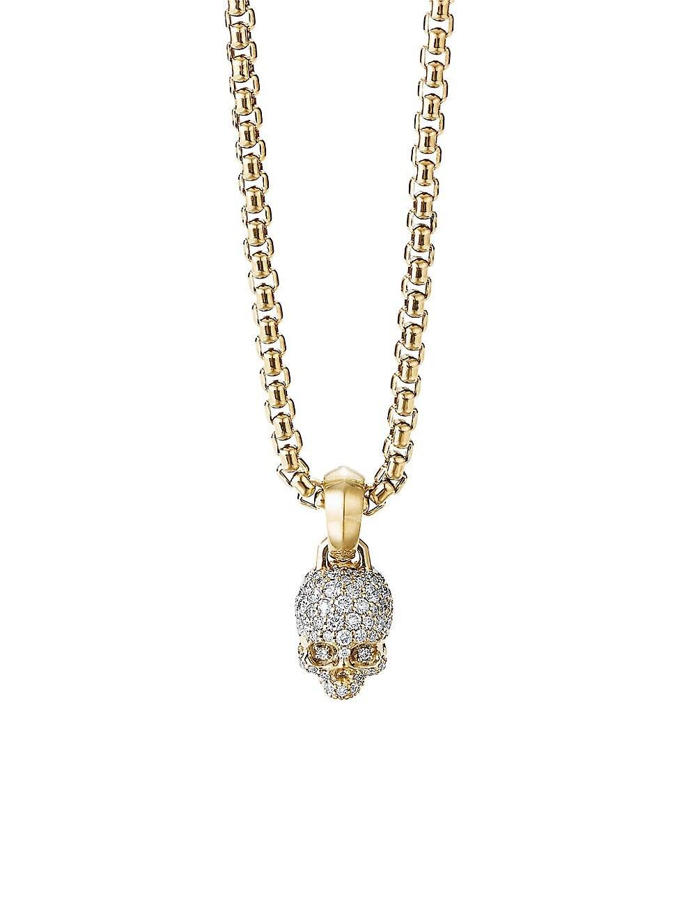 Womens Skull Charm With Full Pav Diamonds & 18K Yellow Gold Product Image