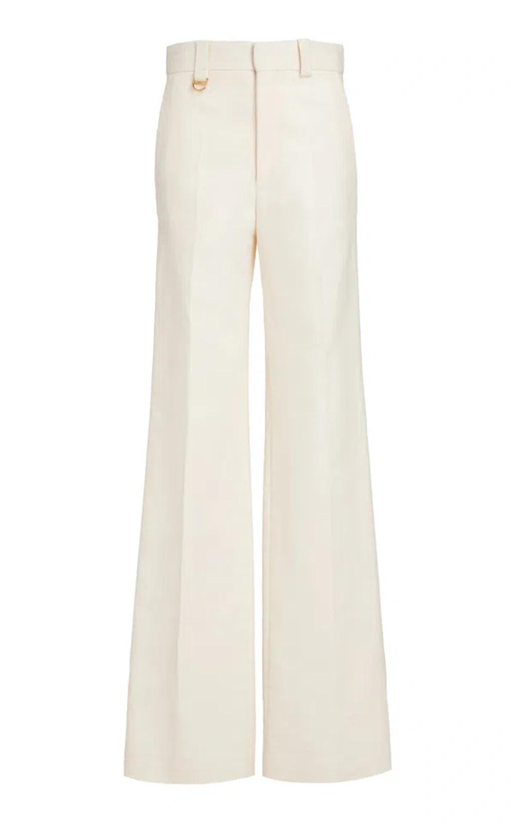 Cotton Straight-leg Pants In White Product Image