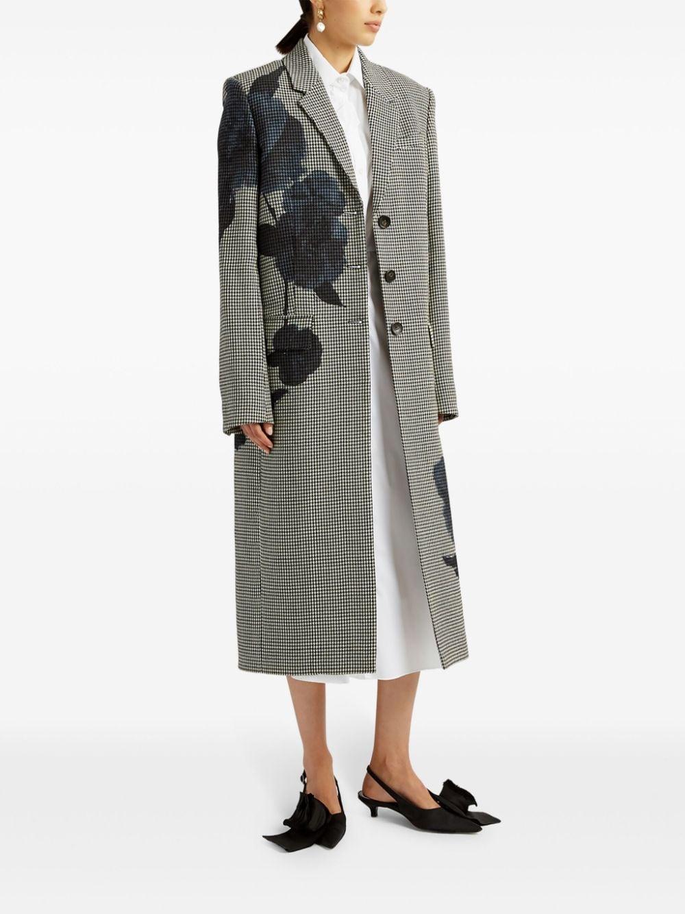 Wool Floral-printed Coat In Blue Product Image