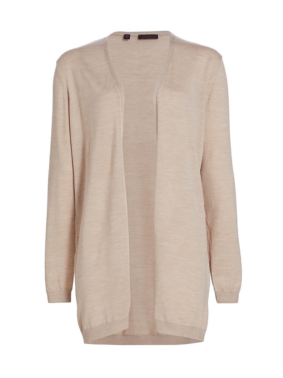 Womens Sand Merino Wool Cardigan Product Image