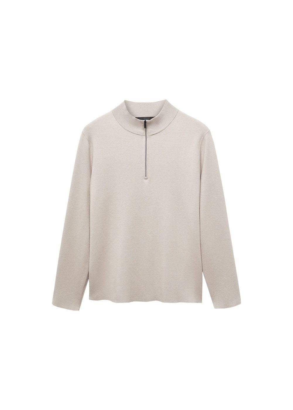 MANGO MAN - Zipped high collar sweater ice greyMen Product Image