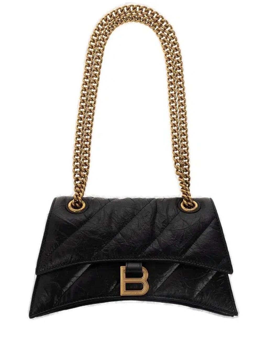 BALENCIAGA Crush Small Shoulder Bag In Black Product Image