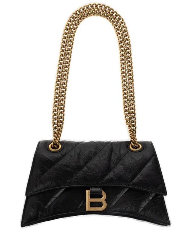 BALENCIAGA Crush Small Shoulder Bag In Black Product Image