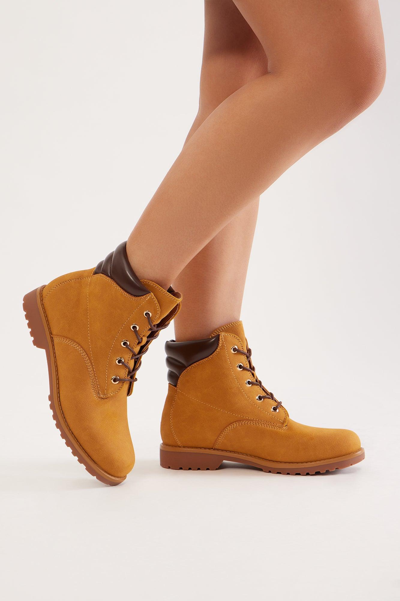 Bennett Lace Up Booties - Tan Product Image