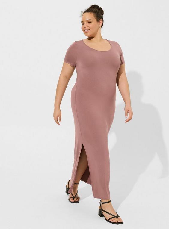 Maxi Scoop Neck Slit Dress Product Image