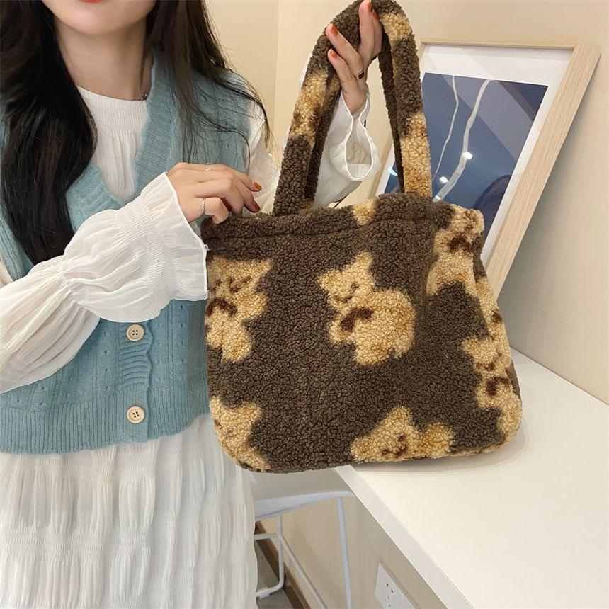 Bear Print Fleece Tote Bag Product Image