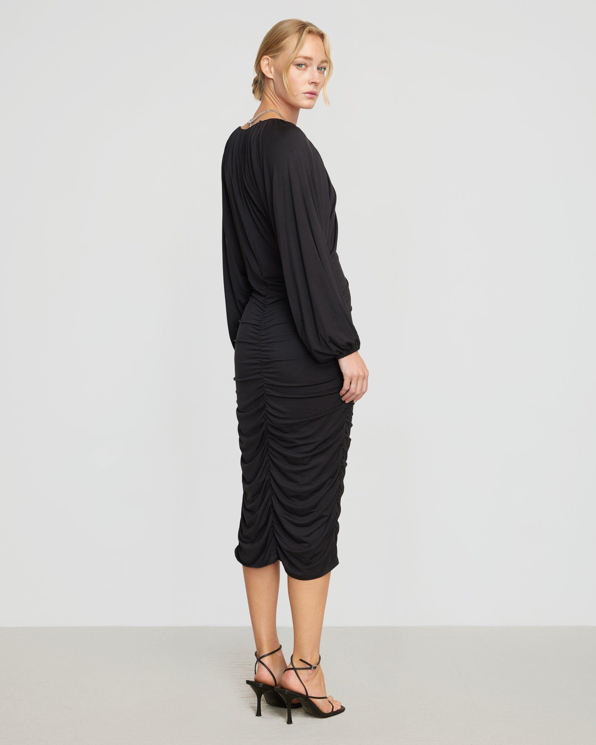 Laini V-Neck Drape Midi Dress Product Image