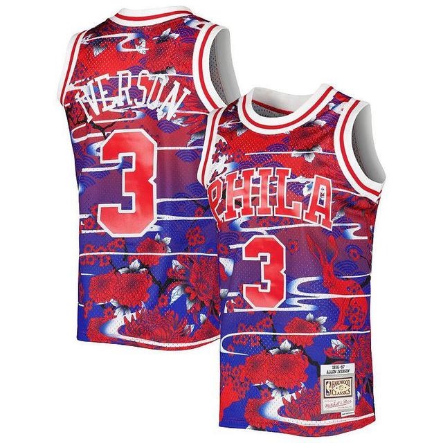 Mens Mitchell & Ness Allen Iverson Red Philadelphia 76ers Hardwood Classics Lunar New Year Swingman Jersey Product Image