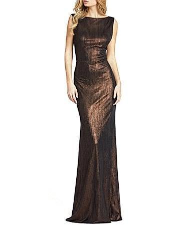 Womens Metallic Cowlneck Mermaid Gown Product Image