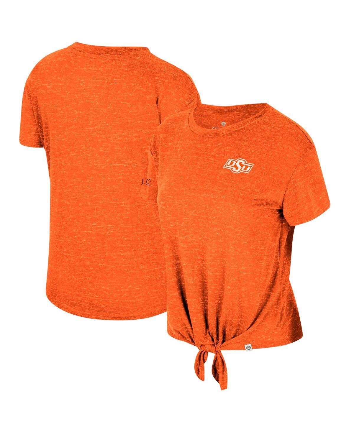 Womens Colosseum Orange Distressed Oklahoma State Cowboys Finalists Tie-Front T-shirt Product Image