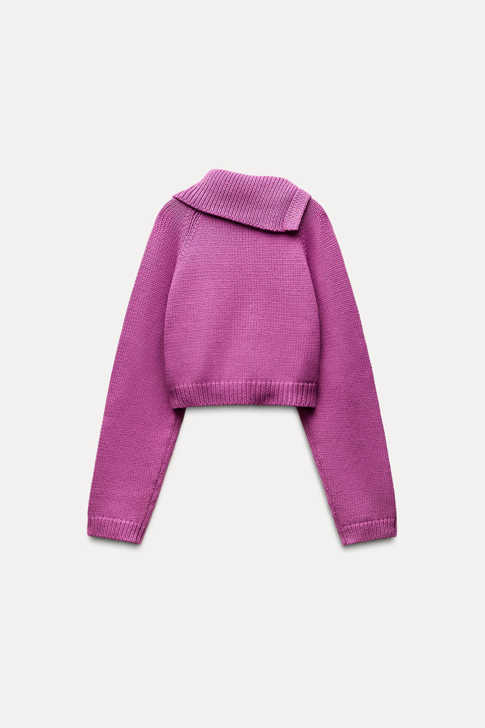 KNIT SWEATER WITH ASYMMETRICAL COLLAR Product Image