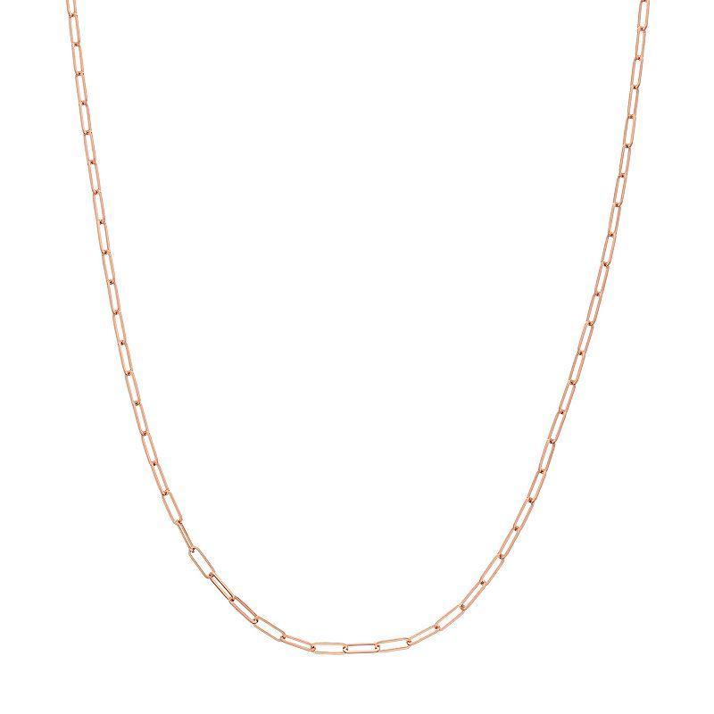 14k Gold Paper Clip Link Chain Necklace, Womens Pink Product Image