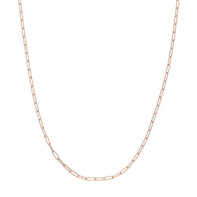 14k Gold Paper Clip Link Chain Necklace, Womens Pink Product Image