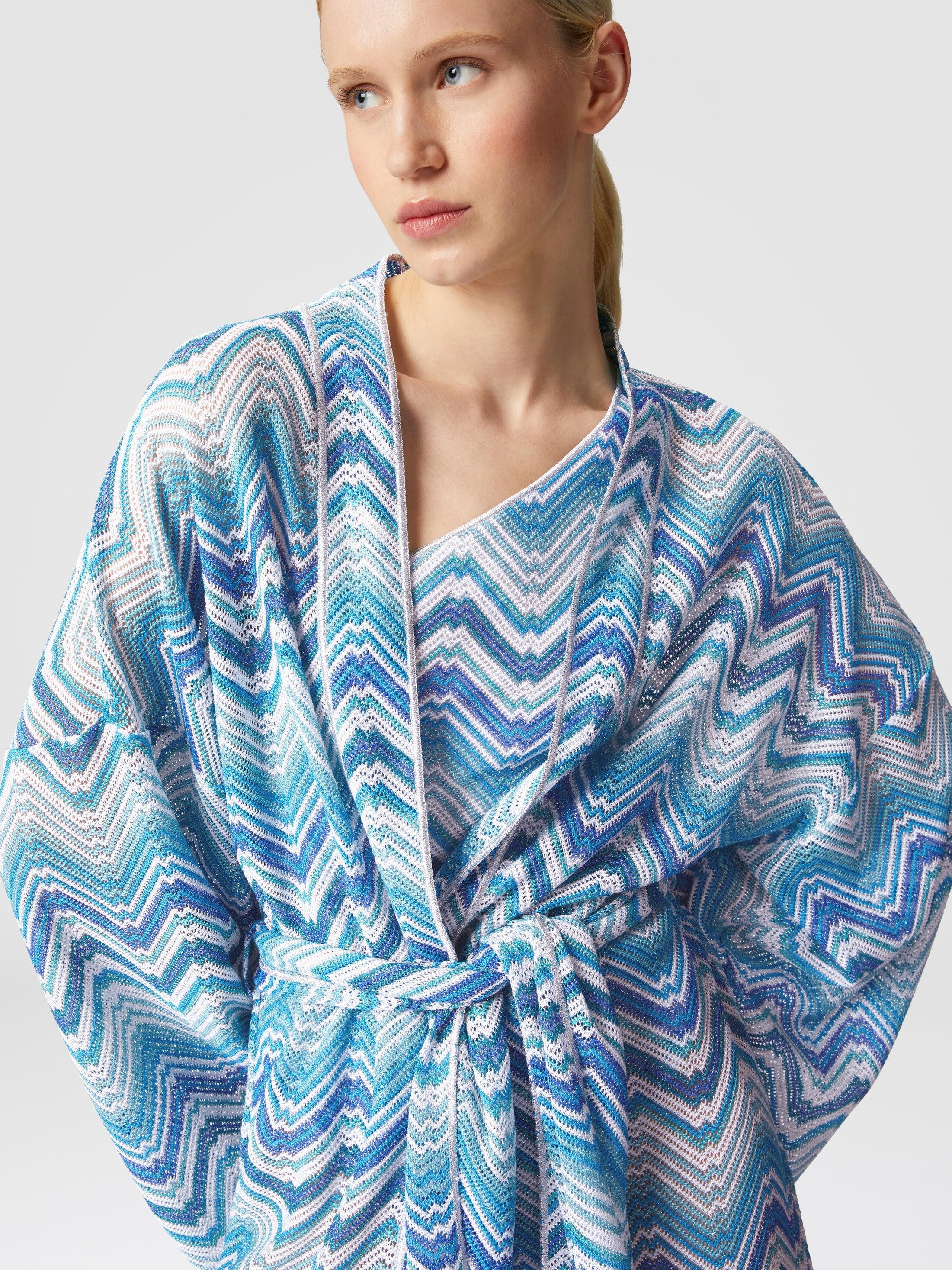 Short dressing gown cover-up in chevron crochet with lurex Product Image