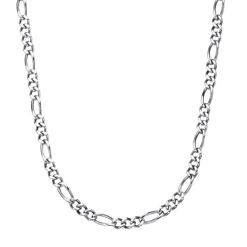 Mens LYNX Stainless Steel Figaro Chain Necklace Product Image