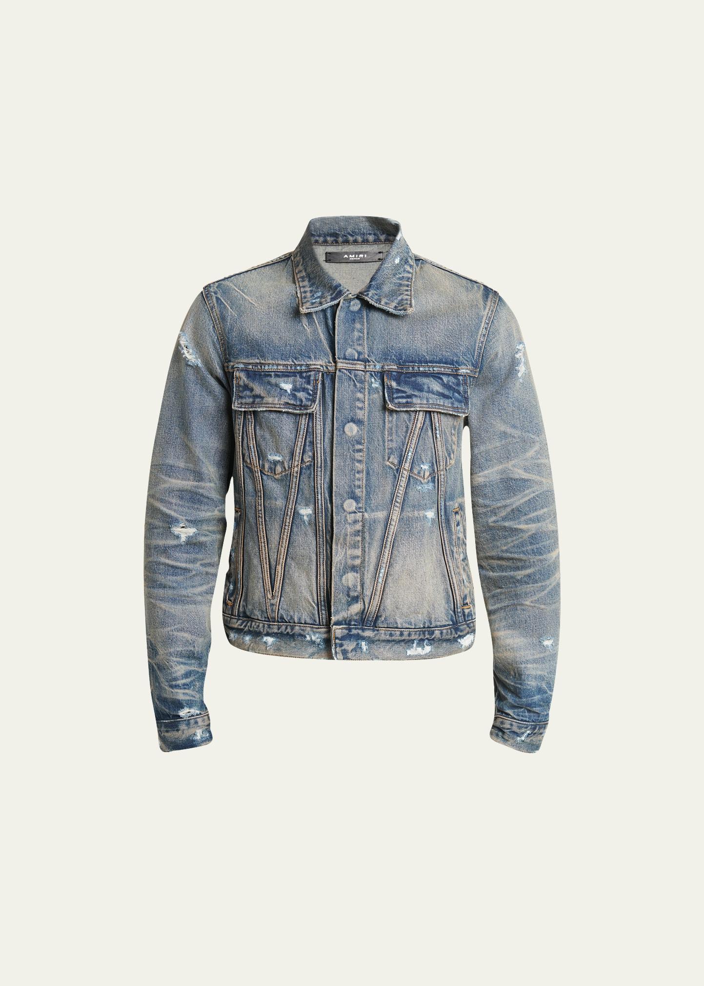 Mens Faded Denim MA Trucker Jacket Product Image