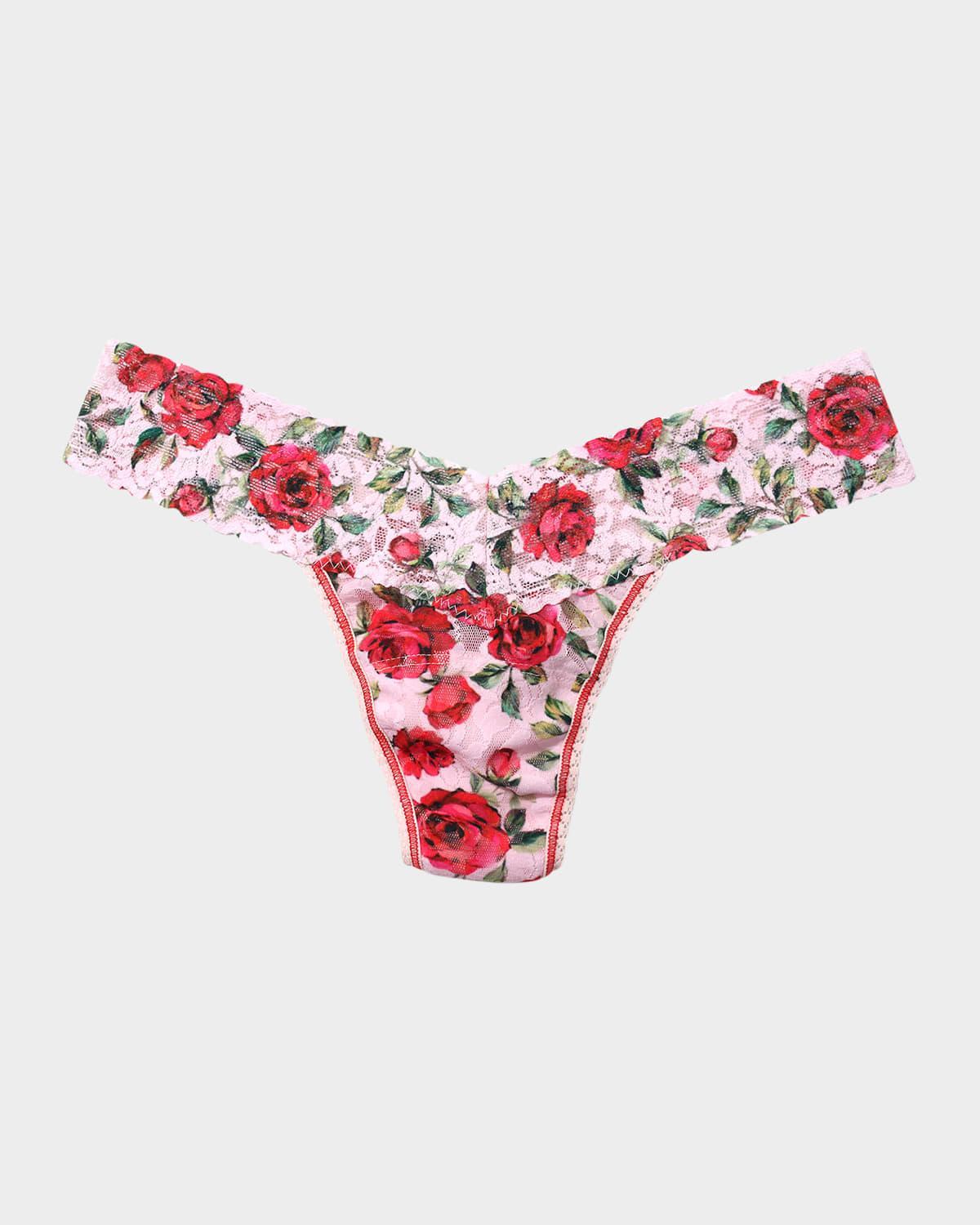 Printed Low-Rise Signature Lace Thong Product Image